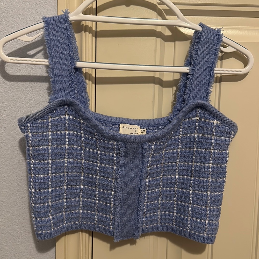 Dry Goods Blue Knit Cropped Tank